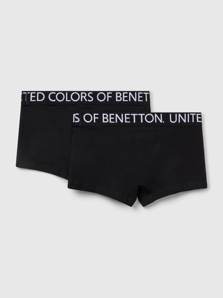 Benetton Two Boxers With Logoed Elastic Black