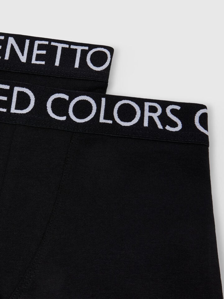 Benetton Two Boxers With Logoed Elastic Black