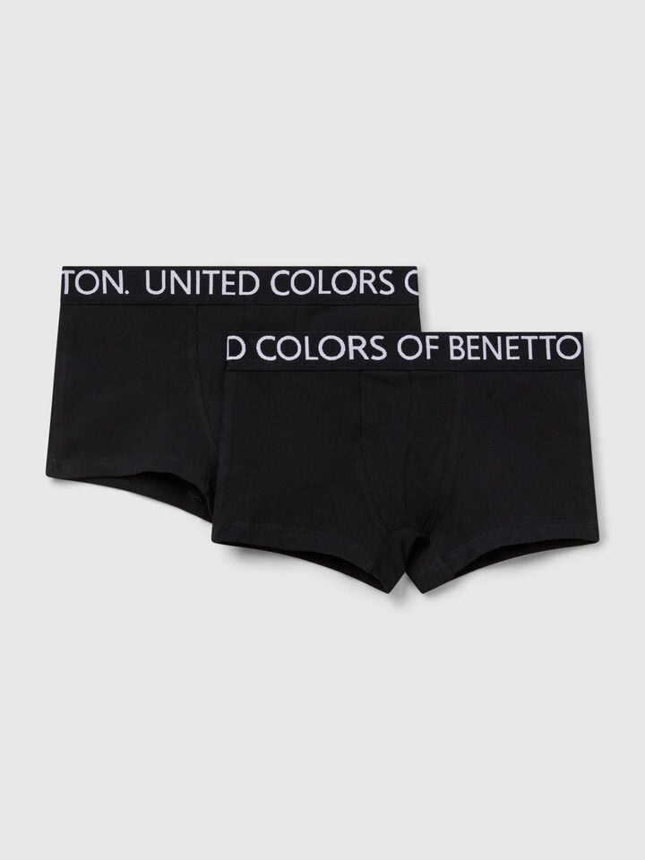 Benetton Two Boxers With Logoed Elastic Black