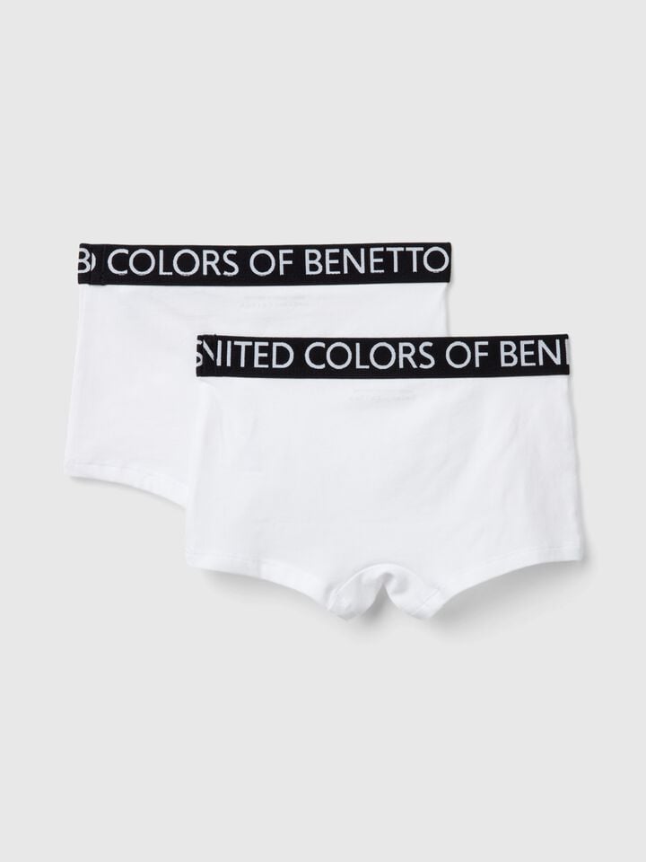 Benetton Two Boxers With Logoed Elastic White