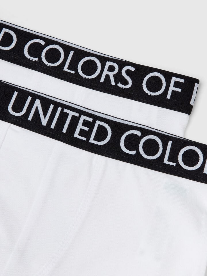 Benetton Two Boxers With Logoed Elastic White