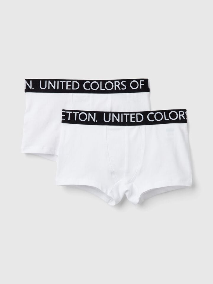 benetton Two boxers with logoed elastic White