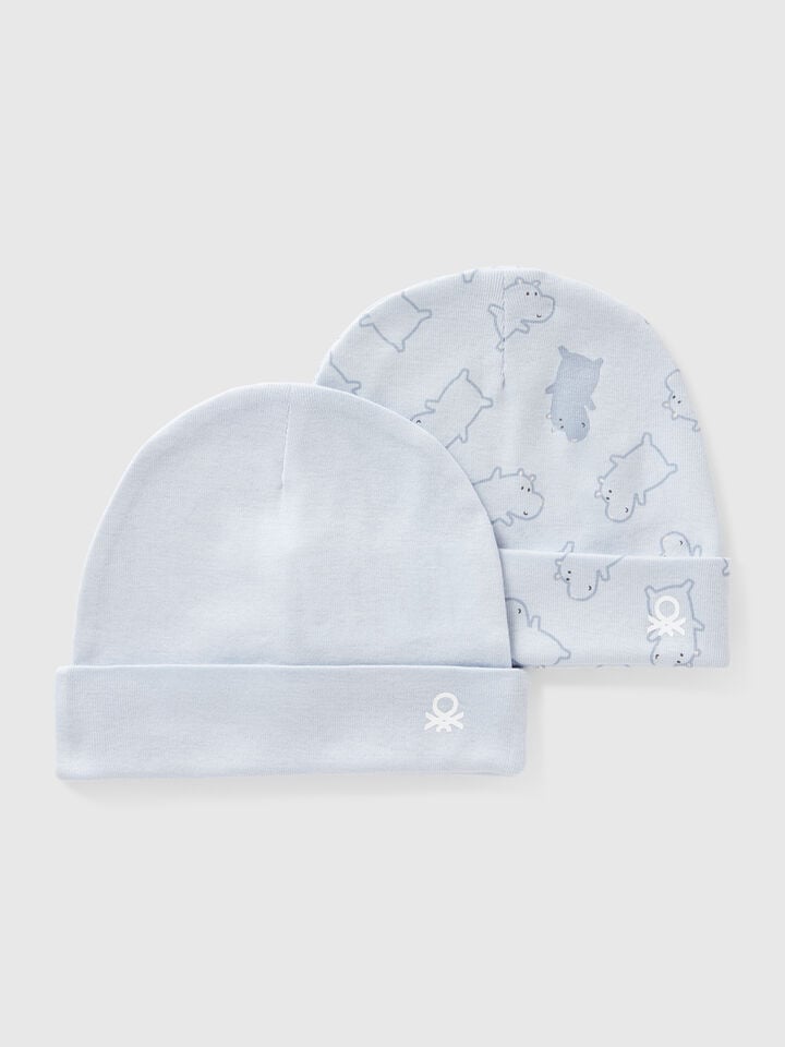 benetton Two hats in cotton Light Blue