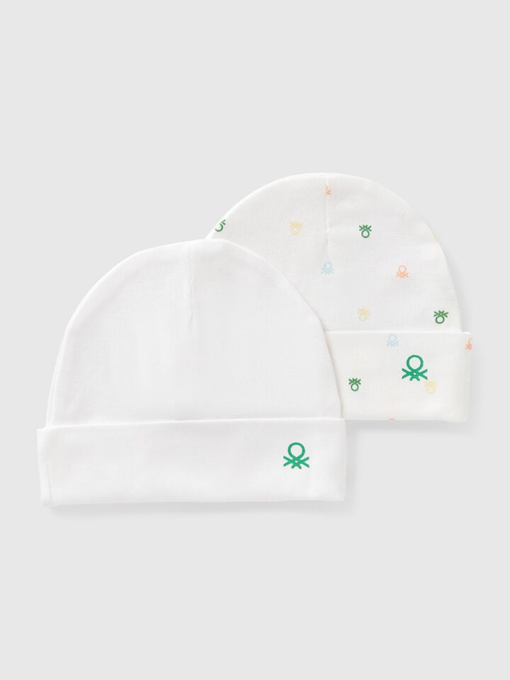 benetton Two hats in cotton White