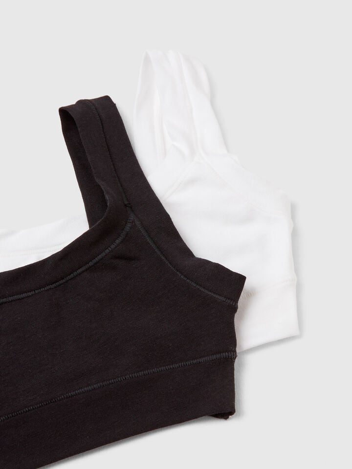 Benetton Two Super Stretch Cotton Tops Black