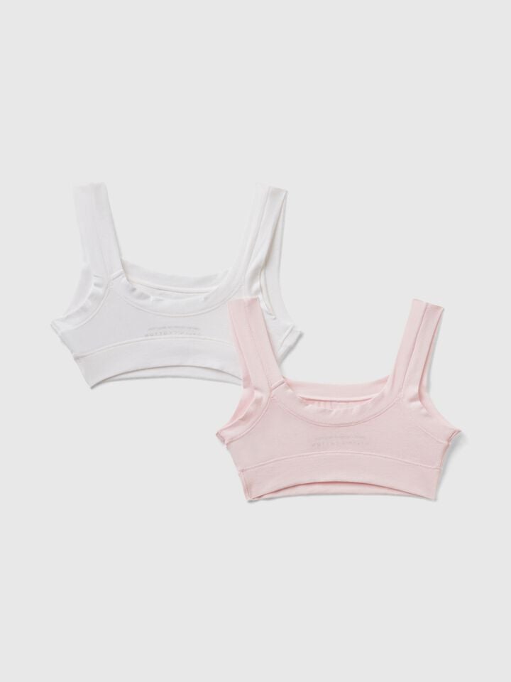 Benetton Two Super Stretch Cotton Tops Multi-color