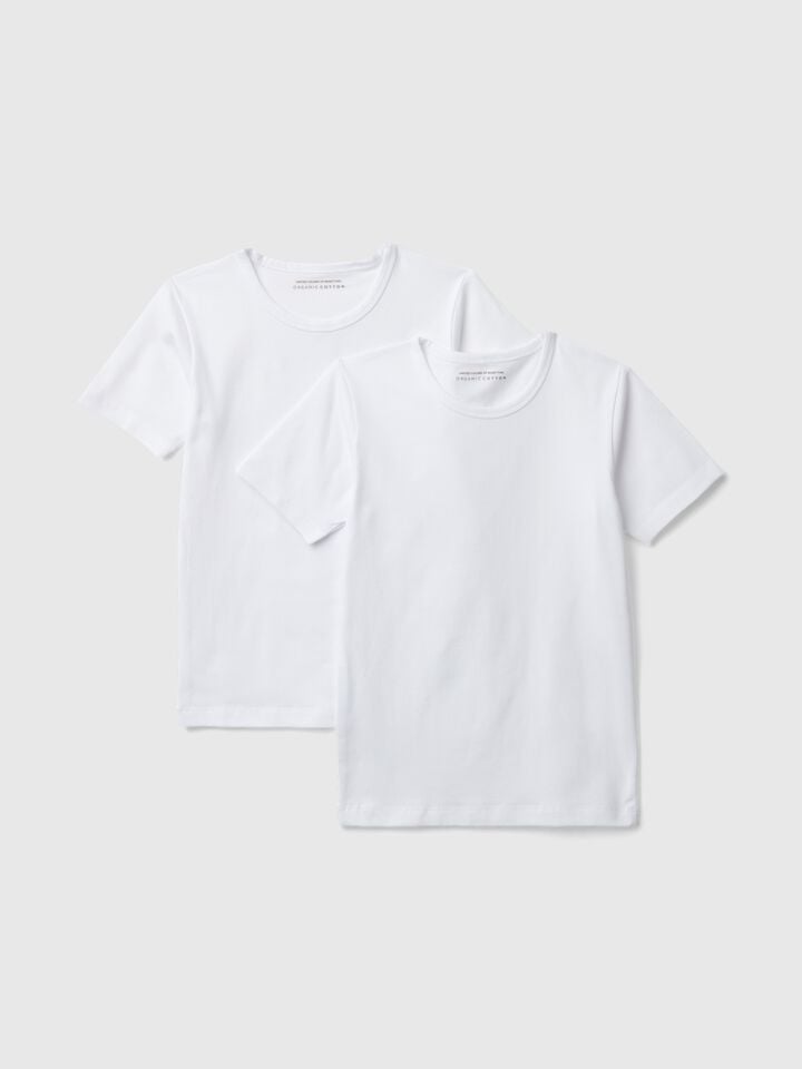 benetton Two t-shirts in stretch cotton White