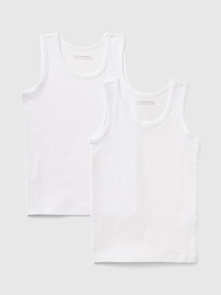 benetton Two tank tops in stretch cotton White
