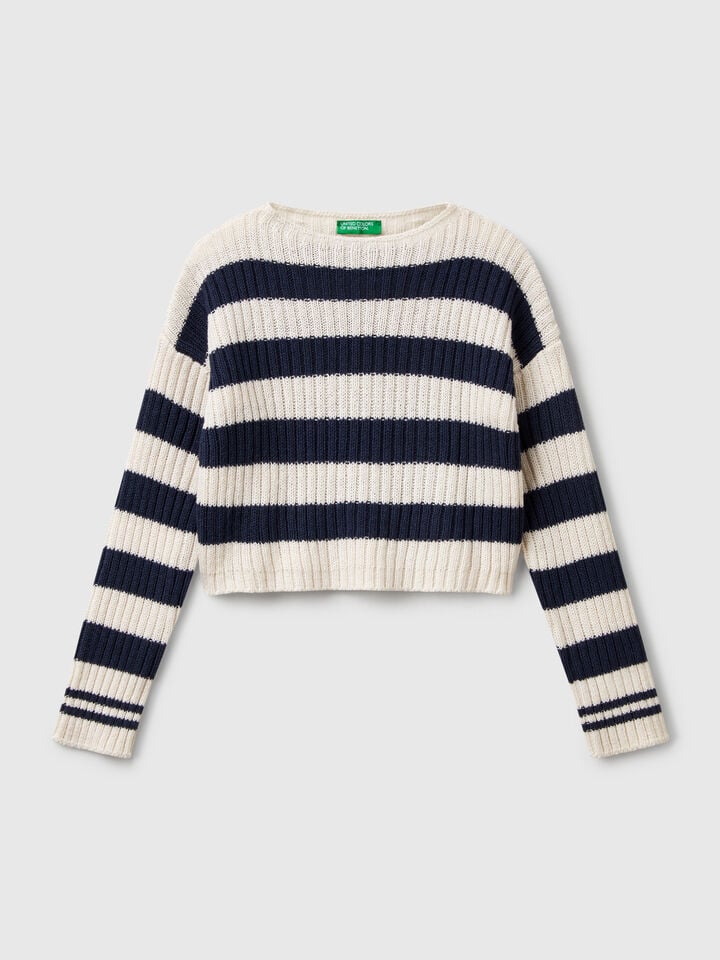 Benetton Two-tone Striped Sweater Blue