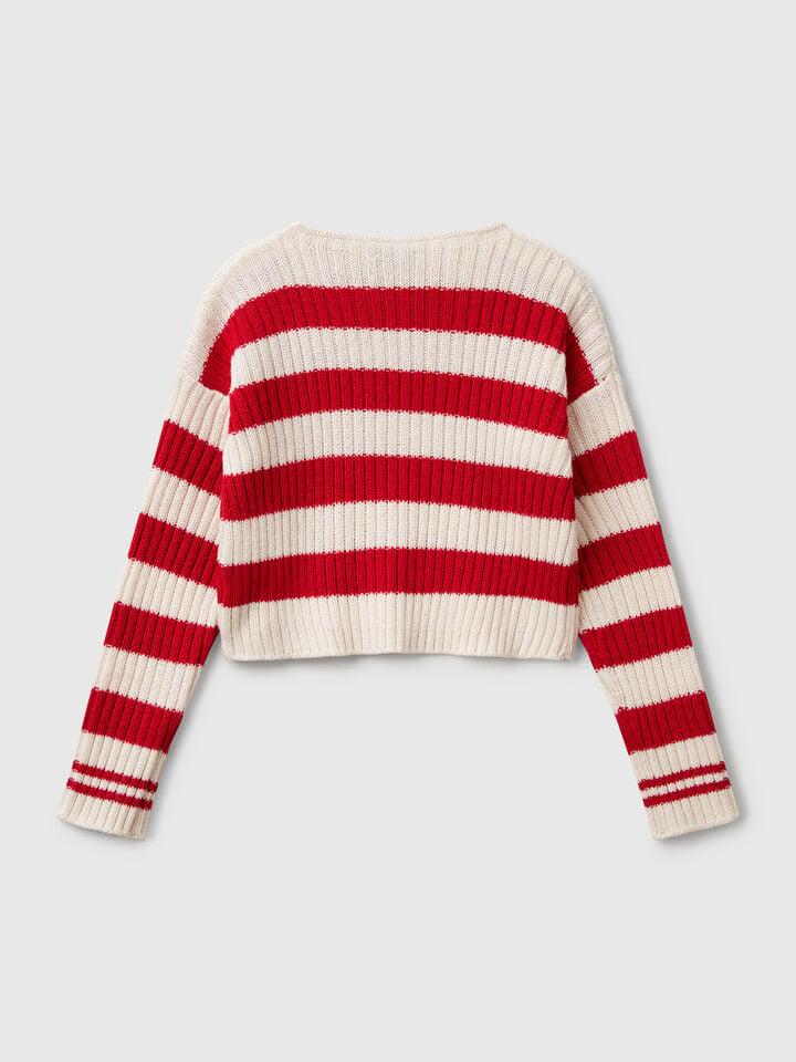 Benetton Two-tone Striped Sweater Red