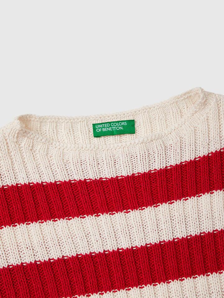 Benetton Two-tone Striped Sweater Red