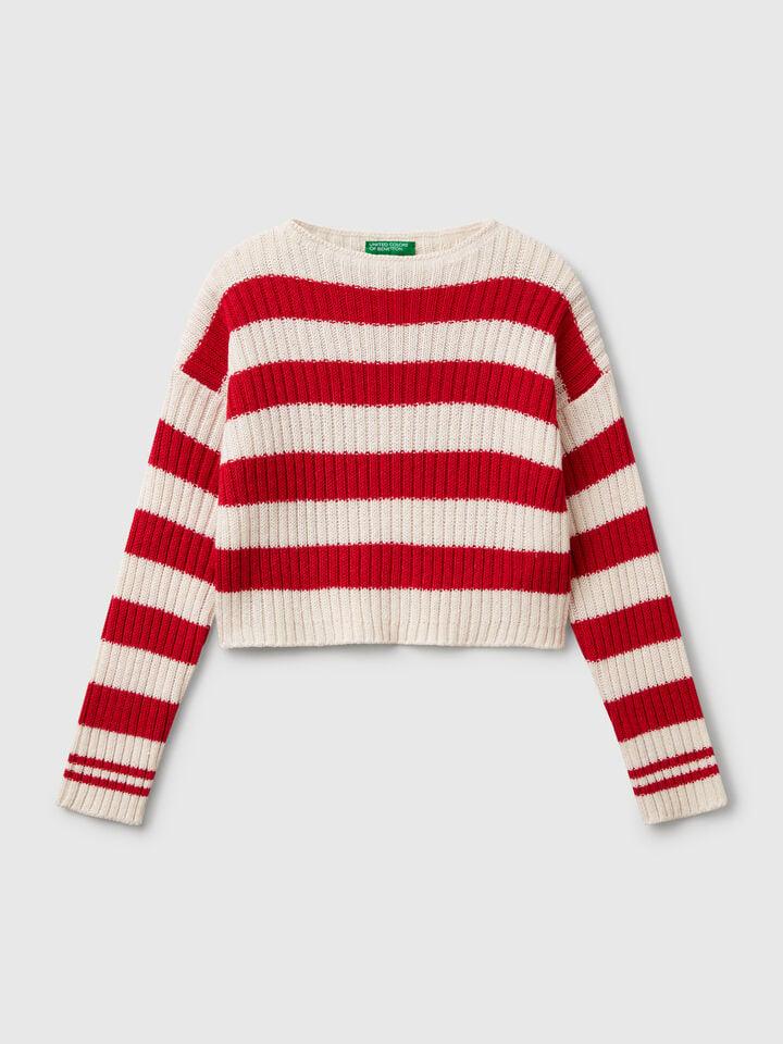 Benetton Two-tone Striped Sweater Red