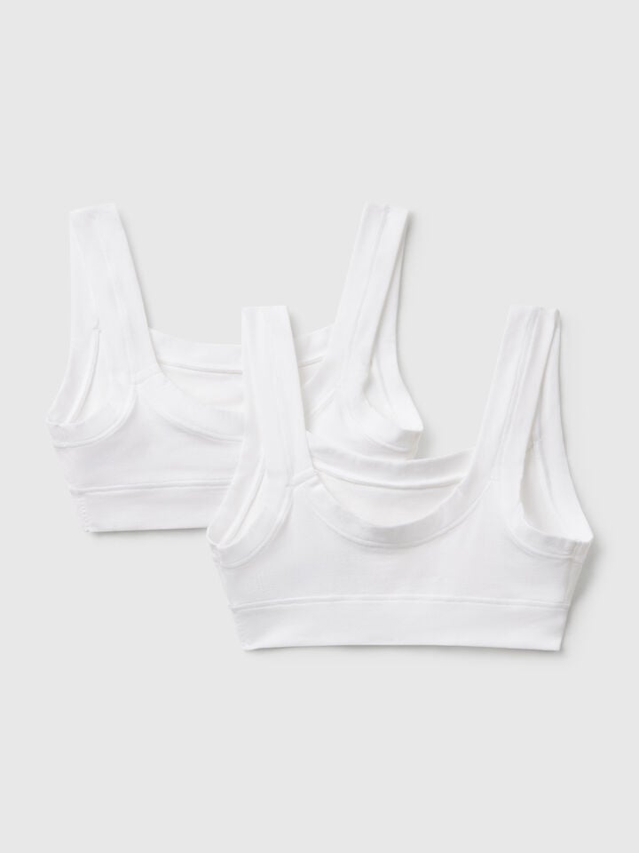 Benetton Two Tops In Super Stretch Cotton White