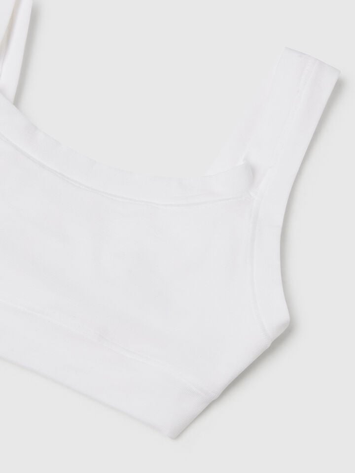 Benetton Two Tops In Super Stretch Cotton White