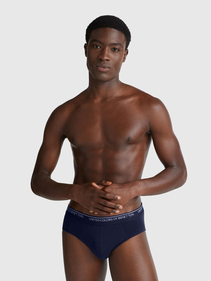 Benetton Underwear In Stretch Cotton Dark Blue