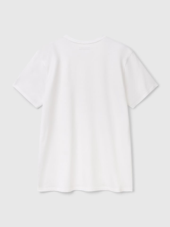 Benetton V-neck T-shirt In Long Fiber Cotton White