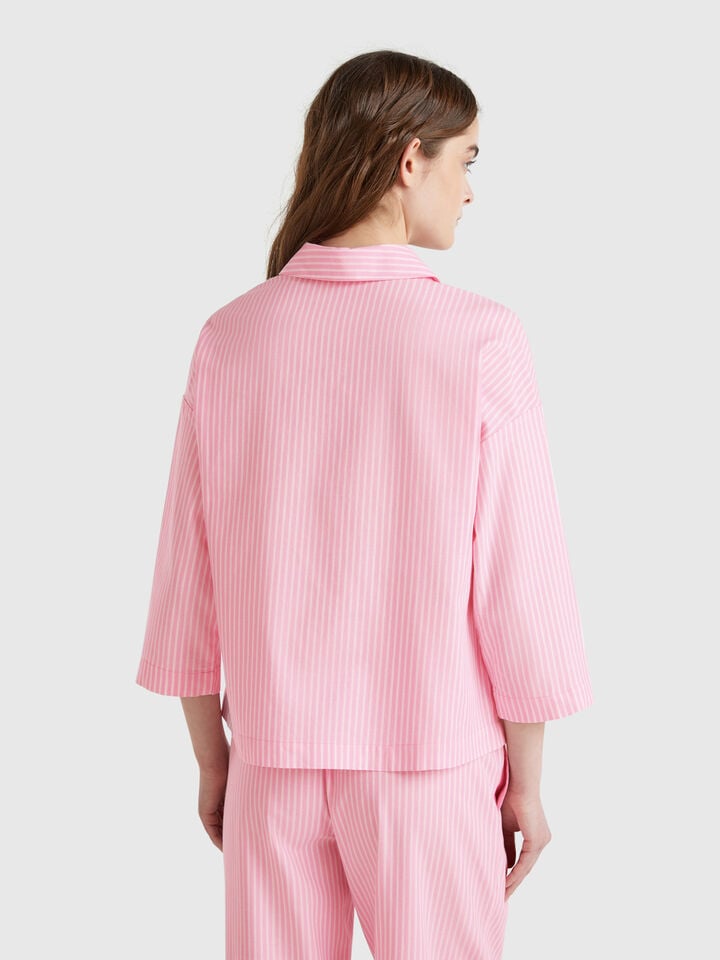 Benetton Vertical Striped Pyjama Jacket Pink