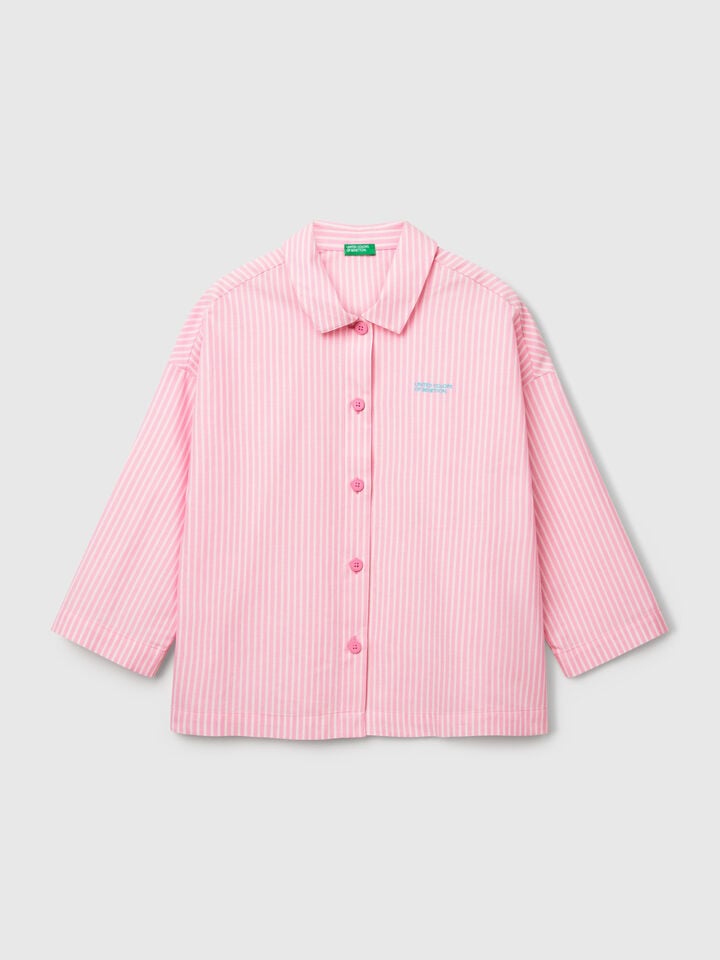 Benetton Vertical Striped Pyjama Jacket Pink