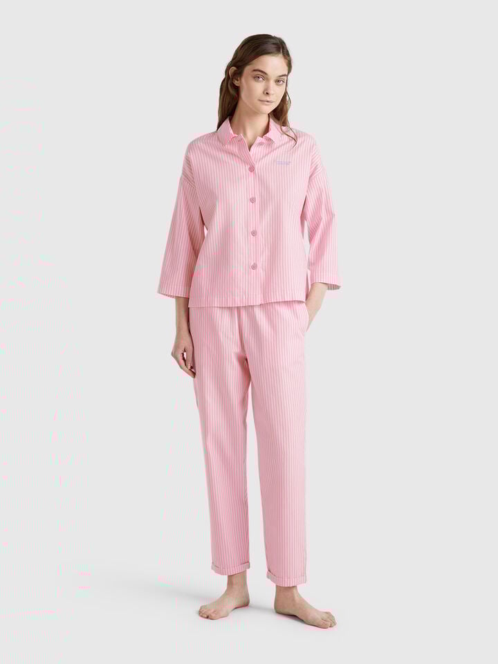 Benetton Vertical Striped Trousers Pink
