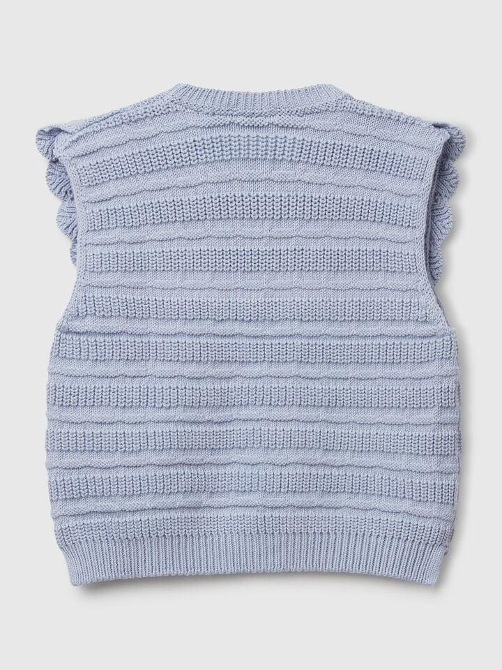 Benetton Waistcoat With Ruffle Periwinkle