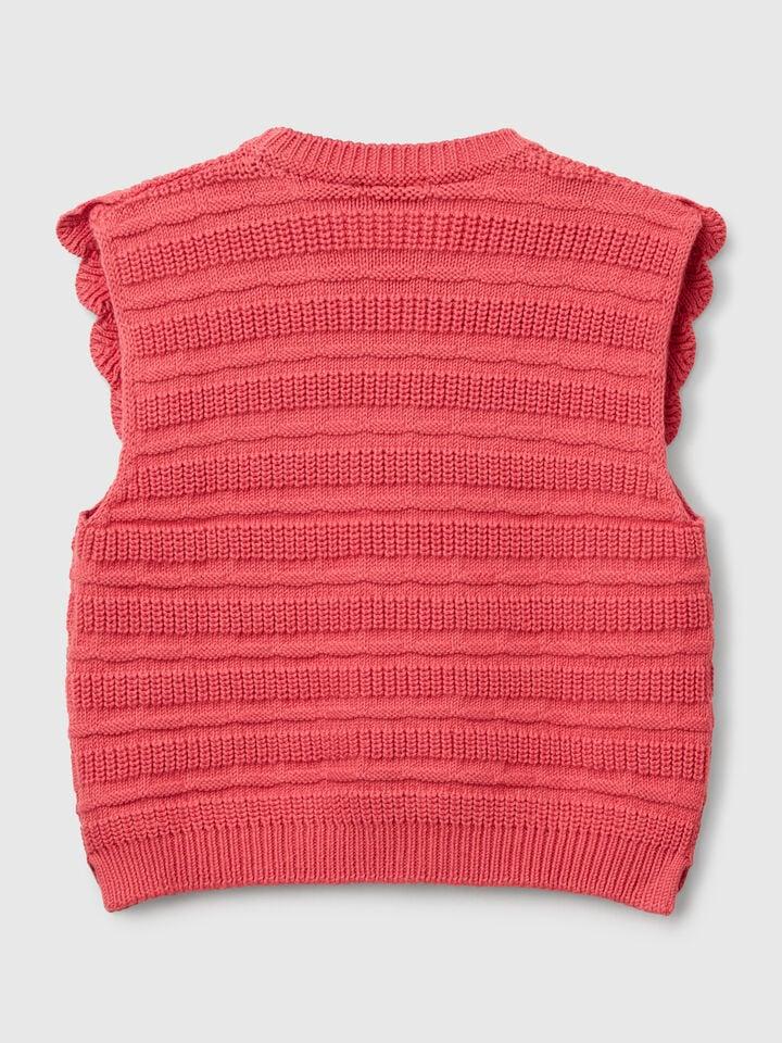 Benetton Waistcoat With Ruffle Salmon