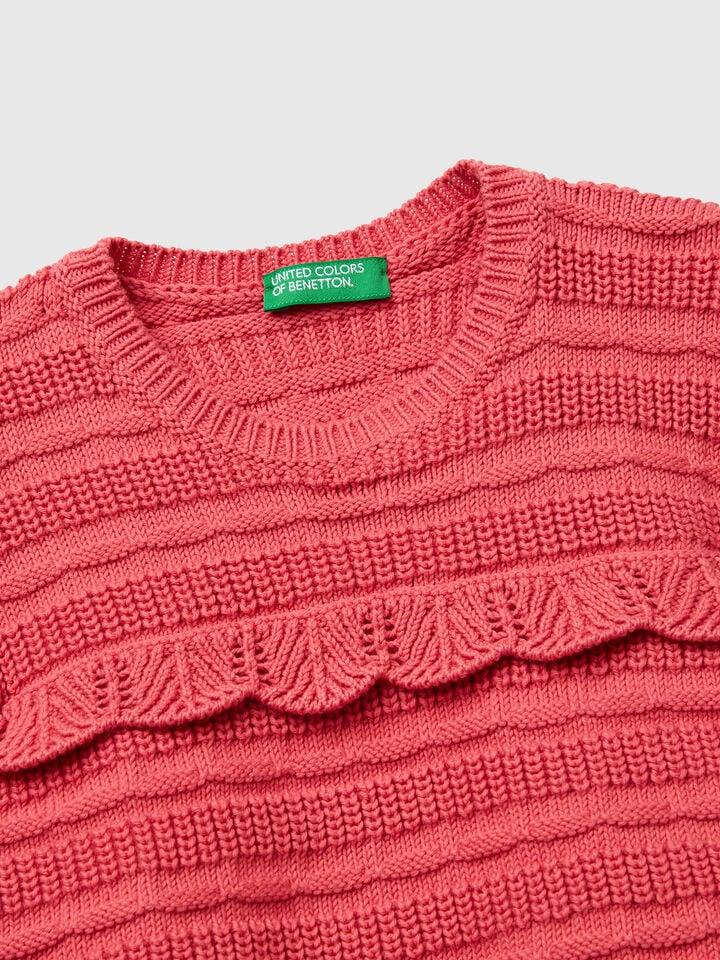 Benetton Waistcoat With Ruffle Salmon