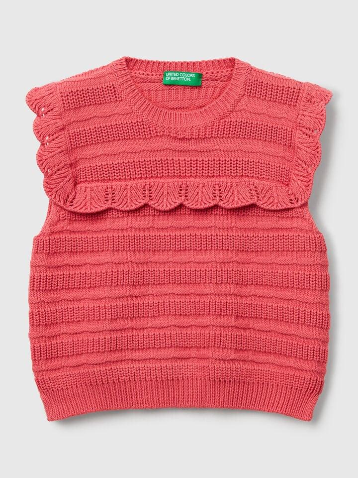 benetton Waistcoat with ruffle Salmon