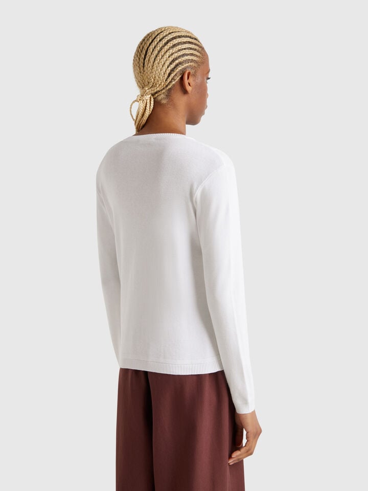 Benetton White 100% Cotton Cardigan White