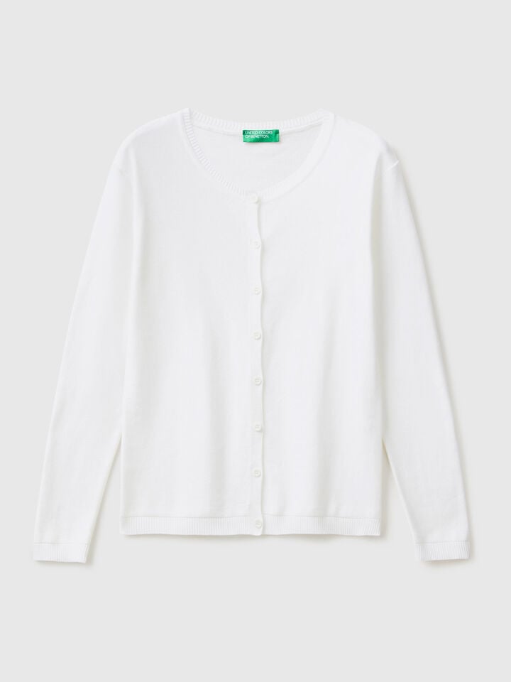 Benetton White 100% Cotton Cardigan White