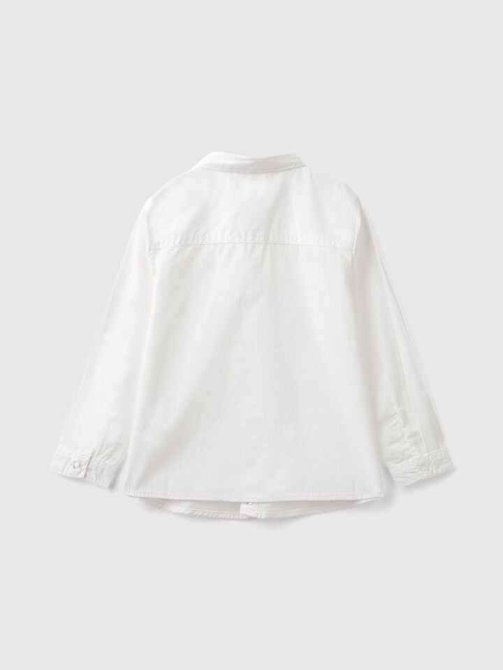 Benetton White Shirt In Pure Cotton White