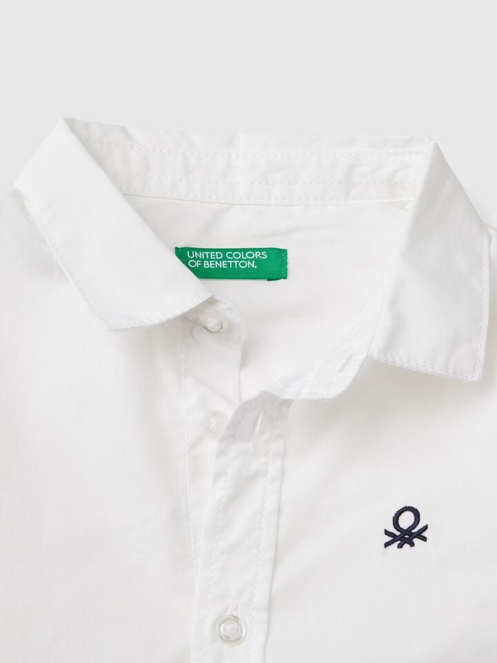 Benetton White Shirt In Pure Cotton White