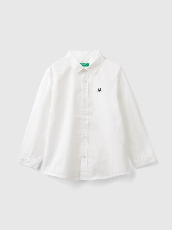 benetton White shirt in pure cotton White