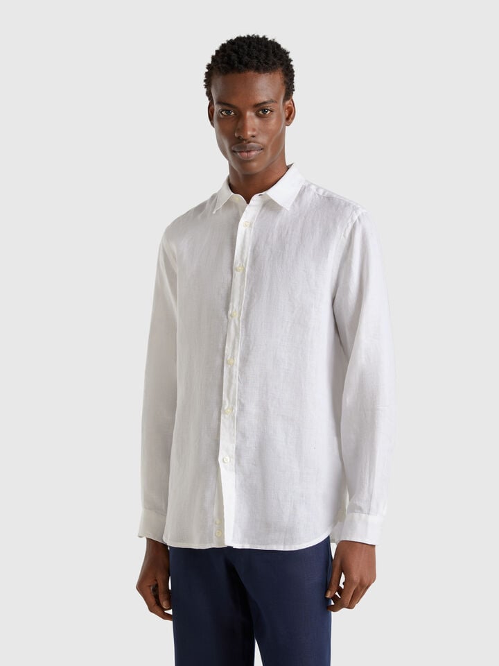 benetton White shirt in pure linen White