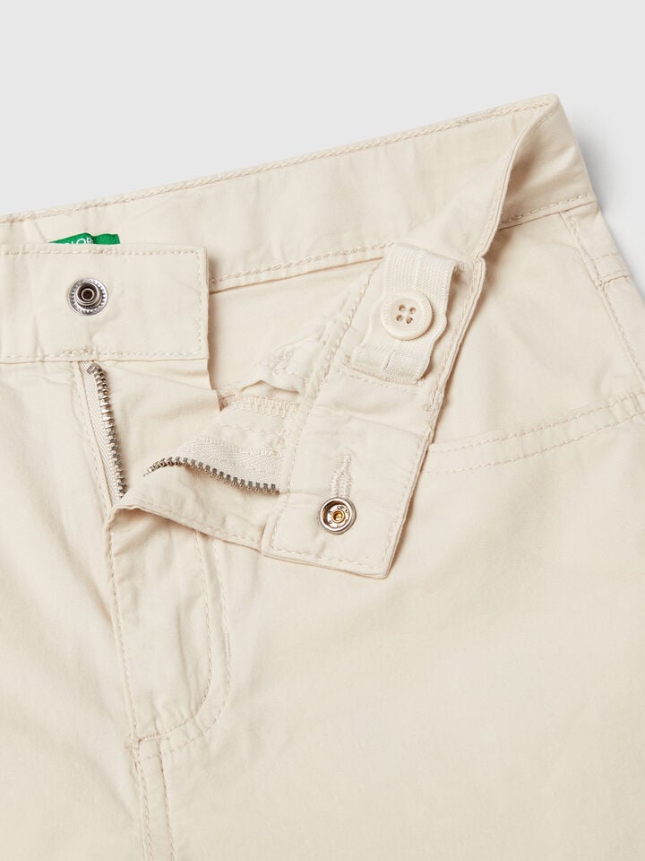 Benetton Wide Fit Cargo Trousers Beige