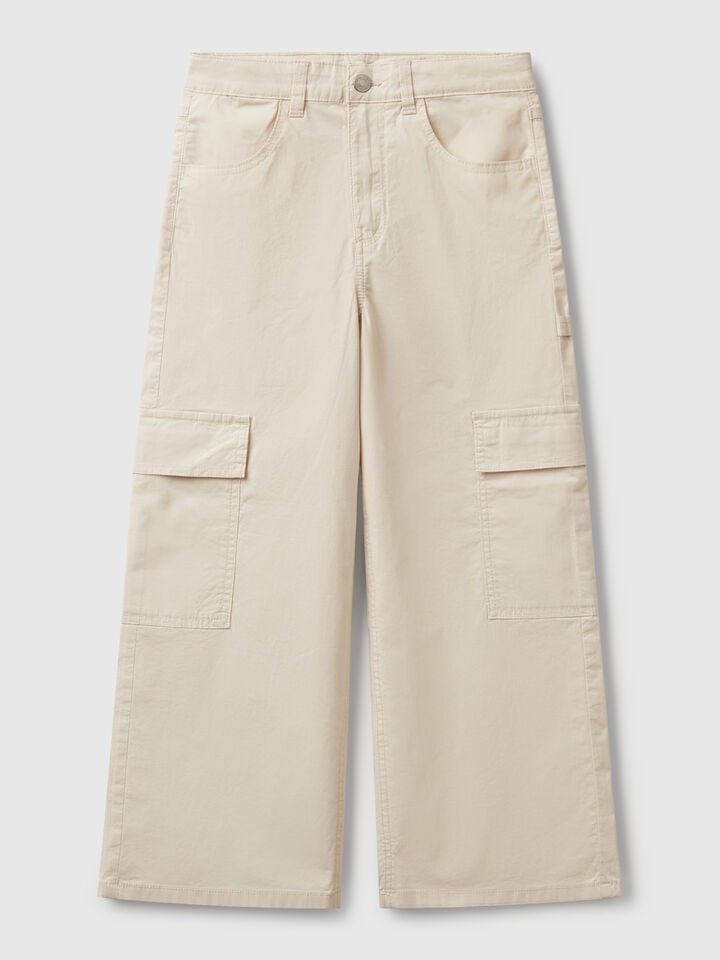 benetton Wide fit cargo trousers Beige