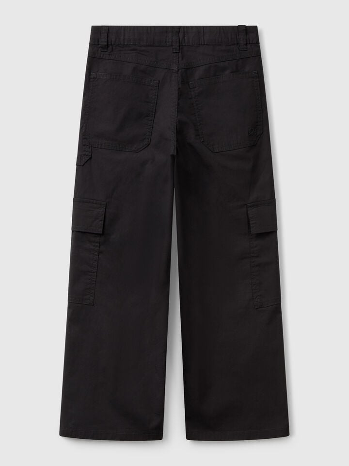 Benetton Wide Fit Cargo Trousers Black