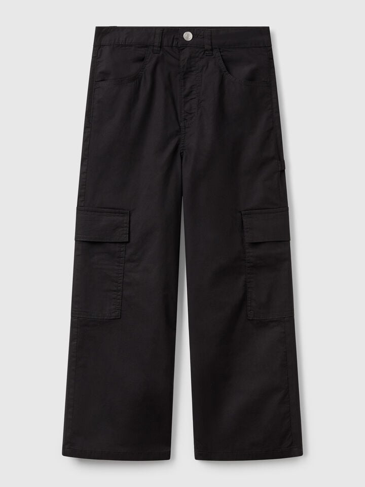 benetton Wide fit cargo trousers Black