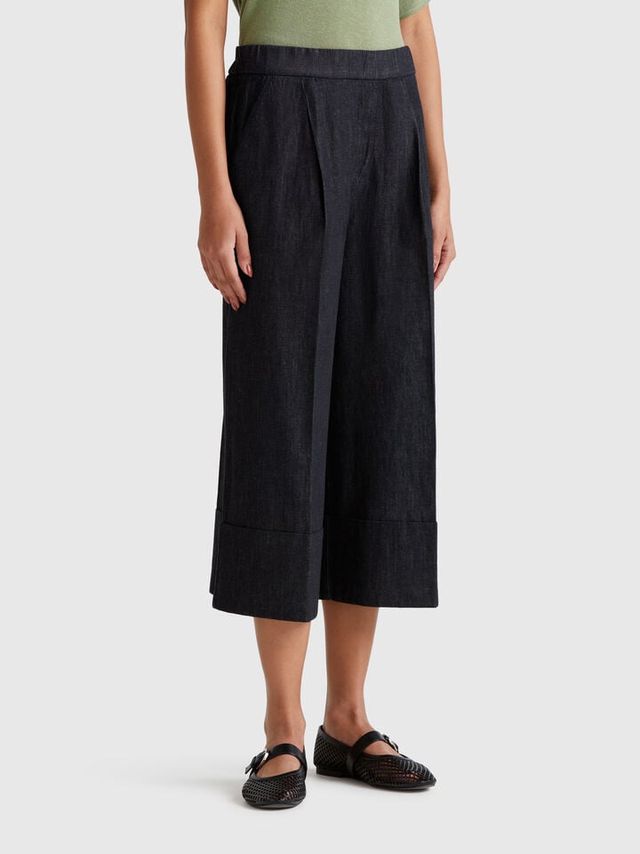 benetton Wide jeans with cuff Dark Blue