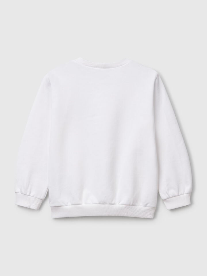 Benetton Wide "The Rolling Stones" Sweatshirt White