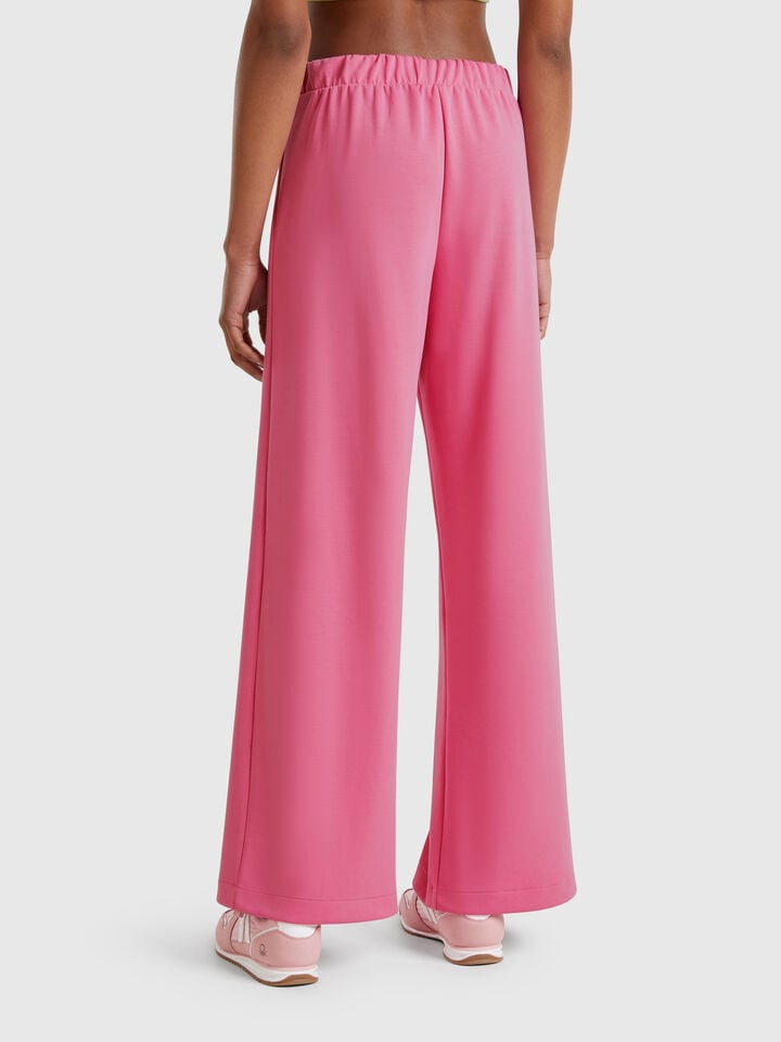 Benetton Wide Trousers In MODAL Pink