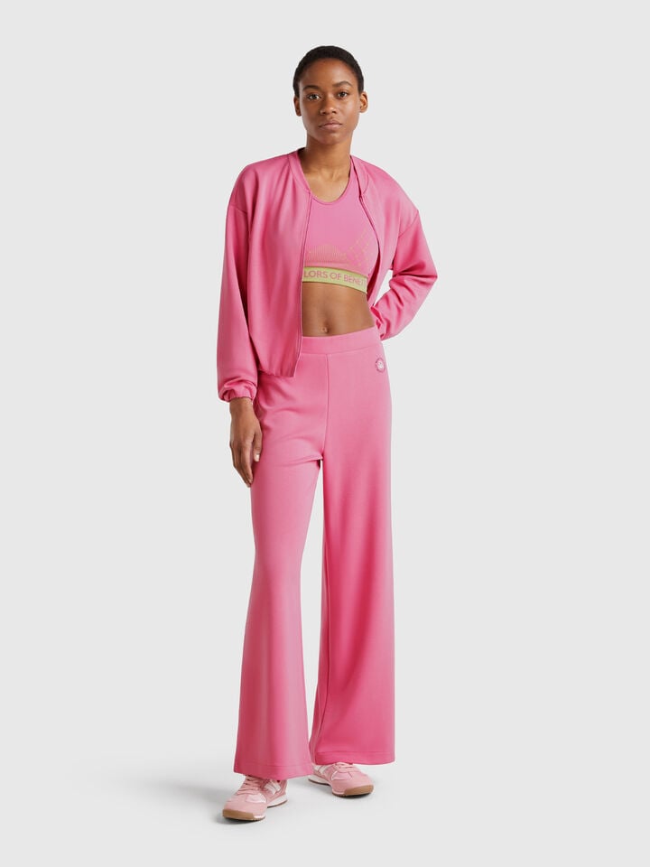Benetton Wide Trousers In MODAL Pink