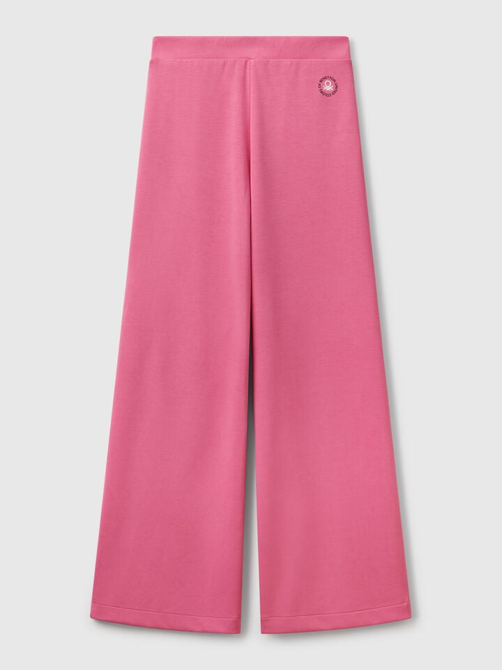Benetton Wide Trousers In MODAL Pink
