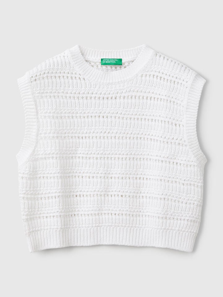 benetton Worked vest White