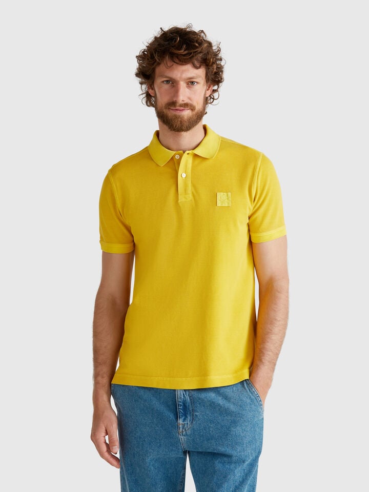benetton Yellow regular fit polo Yellow