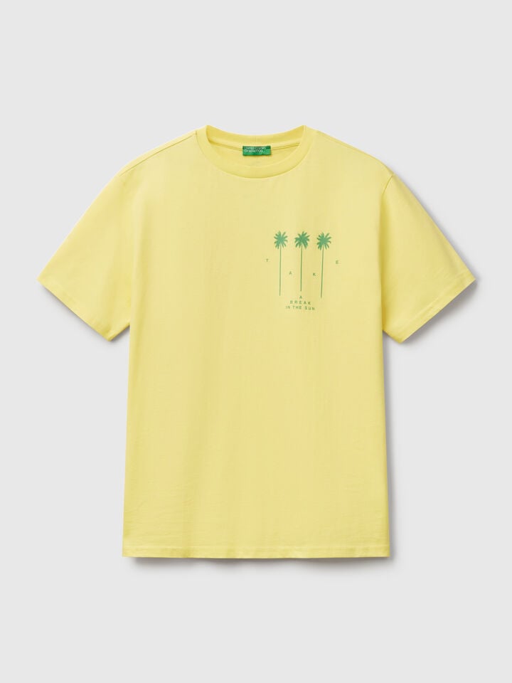 Benetton Yellow T-shirt With Graphic Yellow