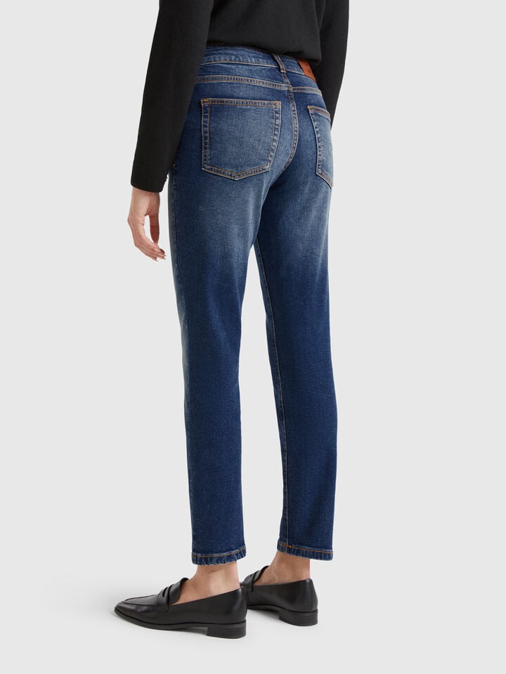 Benetton Bootcut Jeans In Recycled Cotton Blend Dark Blue