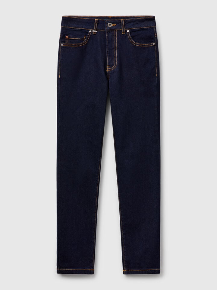 Benetton Bootcut Jeans In Recycled Cotton Blend Dark Blue