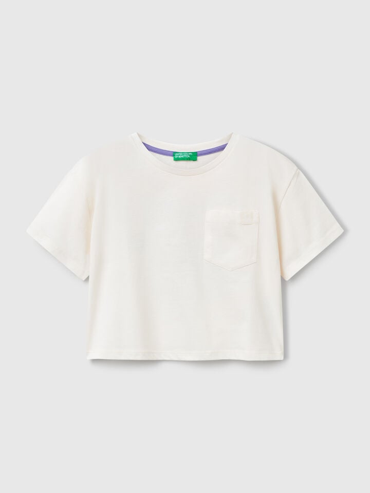 benetton Boxy fit t-shirt with back print Creamy White