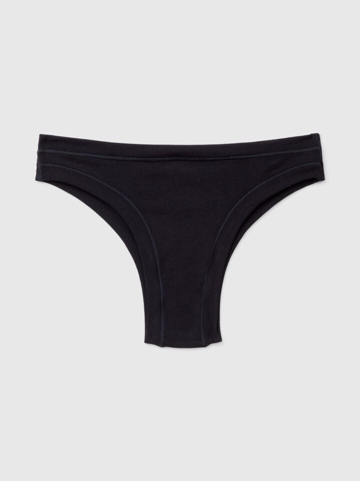 Benetton Brazilian Underwear In Super Stretch Cotton Black