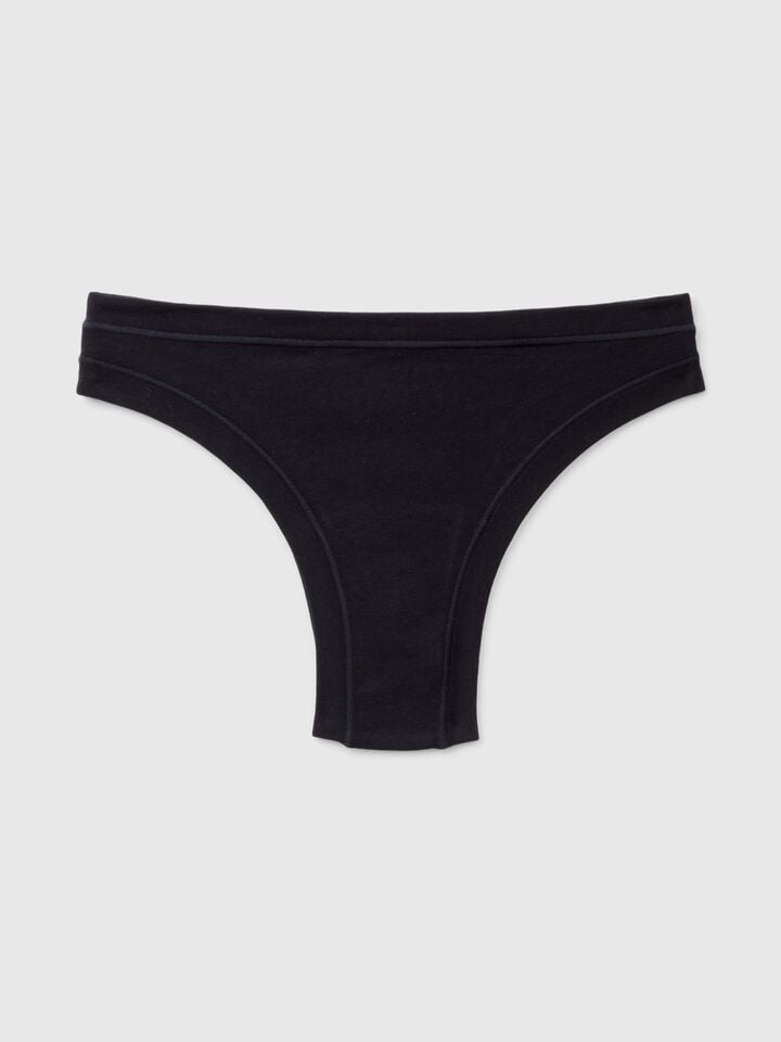 Benetton Brazilian Underwear In Super Stretch Cotton Black